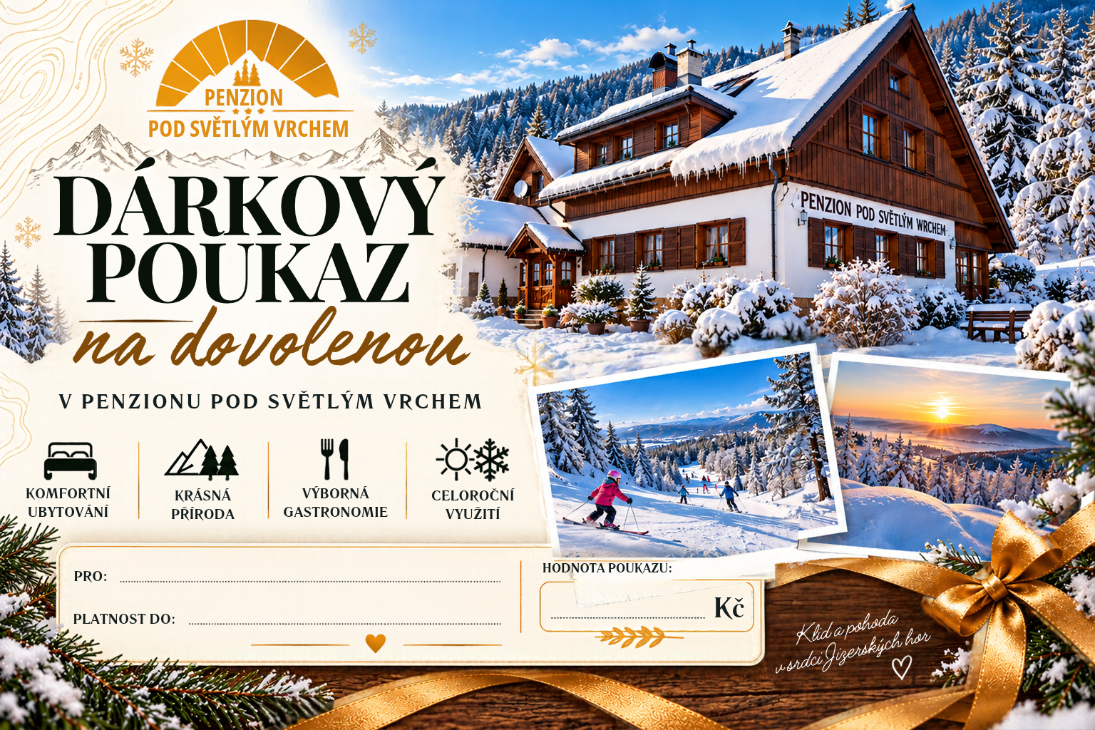 Dárkový poukaz na zimní pobyt v Penzionu Pod Světlým vrchem v Jizerských horách